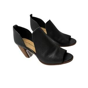 Lucky Brand Black Peep Toe Heeled Boots Walk Tall